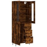 vidaXL Buffet haut Chêne fumé 69 5x34x180 cm Bois d'ingénierie