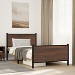 vidaXL Cadre de lit en métal sans matelas chêne marron 100x190 cm