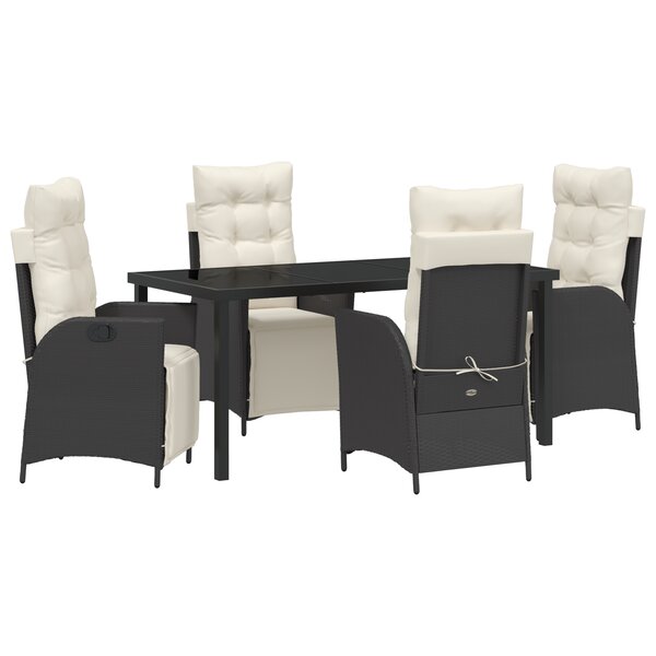 vidaXL Ensemble de 5 pièces de mobilier de jardin en poly rattan noir