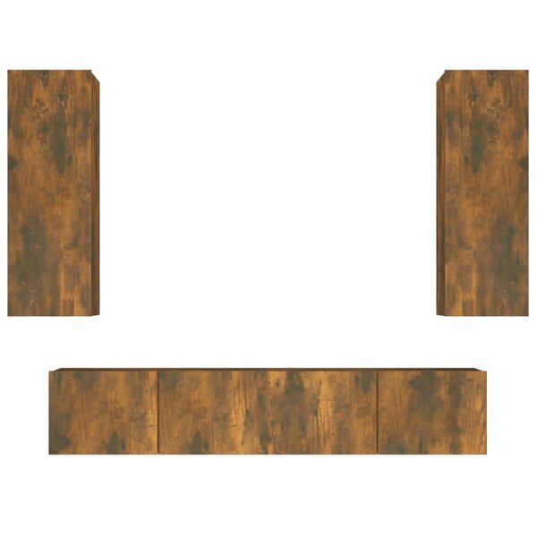 vidaXL Ensemble de meubles TV 4 Pièces Chêne fumé Bois d'ingénierie