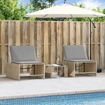 vidaXL Chaises longues lot de 2 avec table beige résine tressée