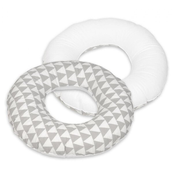 Coussin rond post natal Triangles blancs et gris   blanc