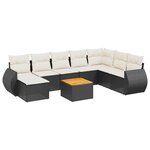 vidaXL Salon de jardin 9 Pièces avec coussins noir résine tressée