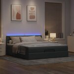 vidaXL Lit ottoman avec matelas et LED Gris clair 180x200 cm tissu