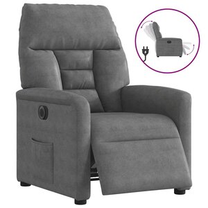vidaXL Fauteuil inclinable électrique gris foncé tissu microfibre