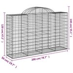 vidaXL Paniers à gabions arqués 6 Pièces 200x50x120/140 cm Fer galvanisé