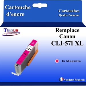 T3AZUR - Cartouche compatible avec Canon CLI571XL CLI-571 XL pour Canon Pixma MG5750 MG5751 MG5752 MG5753 MG6850 MG6851 - Magenta
