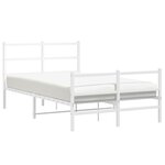 vidaXL Cadre de lit métal avec tête de lit/pied de lit blanc 120x200cm