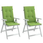 vidaXL Coussins de chaise à dossier haut lot de 2 vert mélangé tissu