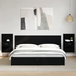 vidaXL Tables de chevet murales avec lumières LED 2 Pièces noir