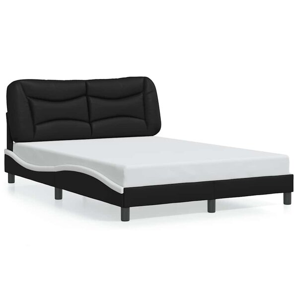 vidaXL Cadre de lit sans matelas Hvar noir et blanc 120x200 cm similicuir