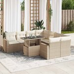 vidaXL Salon de jardin avec coussins 9 Pièces beige résine tressée