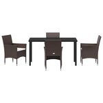 vidaXL Ensemble de salle à manger pour jardin 5 Pièces Marron Poly rotin