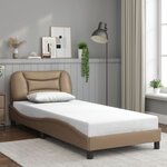 vidaXL Cadre de lit avec lumières LED cappuccino 90x200 cm similicuir