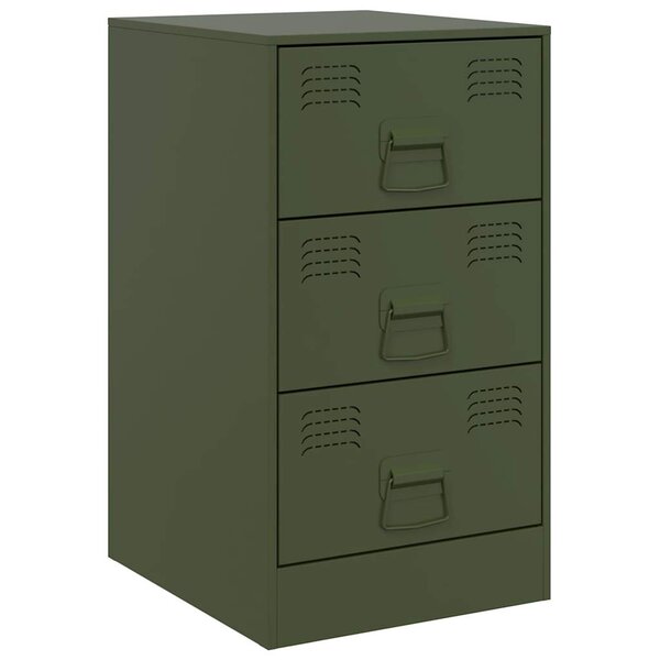 vidaXL Table de chevet vert olive 34 5x39x62 cm acier