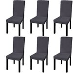 vidaXL Housse de chaise droite extensible 6 Pièces anthracite