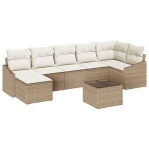 vidaXL Ensemble de salle à manger de jardin de 8 pièces avec coussins en rotin synthétique marron