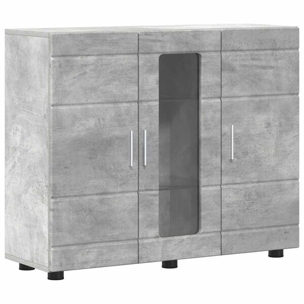 vidaXL Buffet Gris béton 55.5 x 29 x 100 cm Bois d'ingénierie
