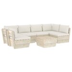 vidaXL Salon de jardin palette 7 Pièces avec coussins bois d'épicéa