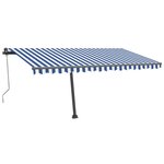 vidaXL Auvent automatique capteur de vent/LED 400x300 cm Bleu et blanc