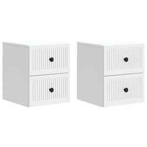 vidaXL Cabinet de chevet mural 2 Pièces Blanc 33 x 34 5 x 40 cm