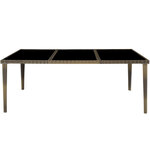 Tectake salon de jardin monaco 8 places avec 2 sets de housses + housse de protection - marron naturel