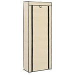 vidaXL Armoire à chaussures avec housse Crème 57x29x162 cm Tissu