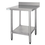 Table inox avec dosseret - gamme 600 - vogue -  - inox900x600 600x600x600mm