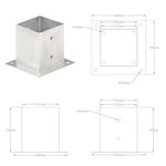 vidaXL Ancres de poteau 4 Pièces Métal galvanisé 121 mm