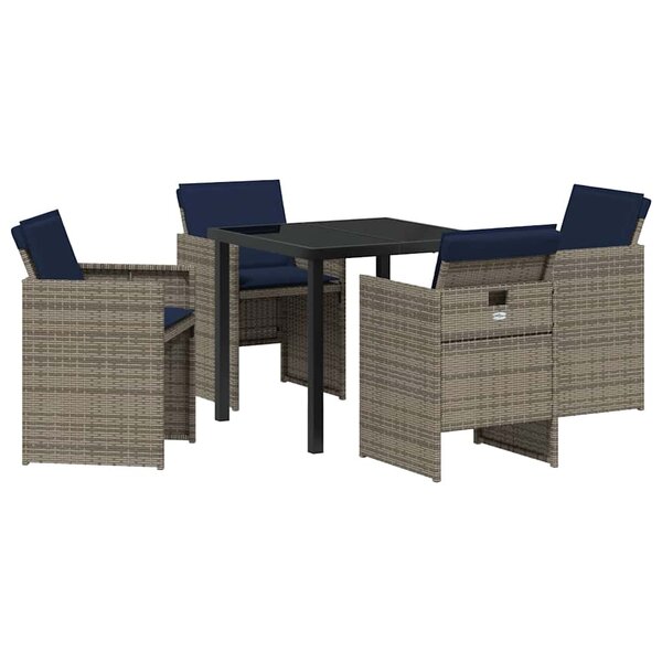 vidaXL Ensemble de salle à manger pour jardin 5 Pièces Gris Poly rotin