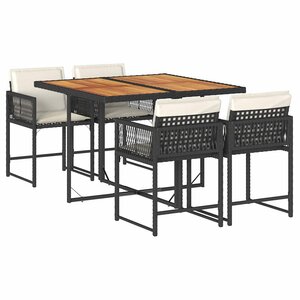 vidaXL Ensemble à manger de jardin coussins 5Pièces Noir Résine tressée