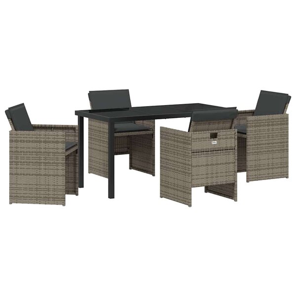 vidaXL Ensemble de salle à manger pour jardin 5 Pièces Gris Poly rotin