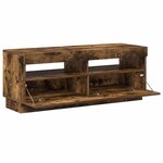 vidaXL Meuble TV avec lumières LED chêne fumé 100x35x40 cm