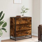 vidaXL Buffet chêne fumé 68x35x76 cm bois d'ingénierie et métal