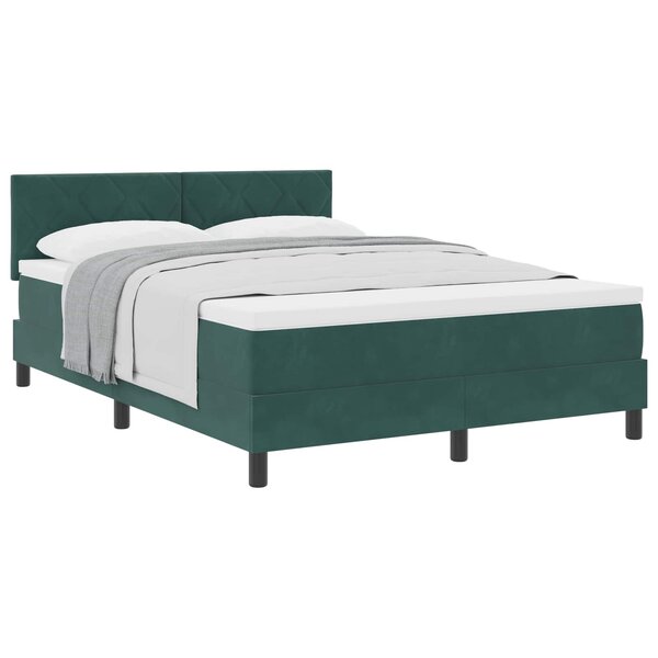 vidaXL Lit à ressorts avec matelas Vert foncé 140 x 200 cm Velours