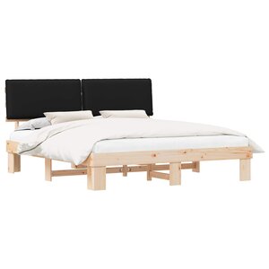 vidaXL Cadre de lit avec tête de lit rembourrée Noir 180 x 200 cm