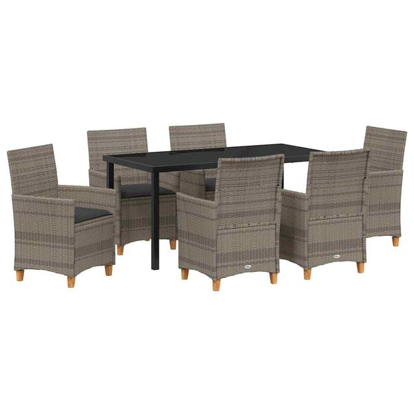 vidaXL Ensemble de salle à manger pour jardin 7 Pièces Gris polyrotin