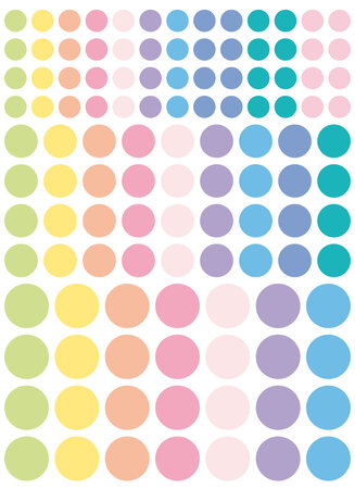 Gommettes rondes pastel de 1 à 2 cm x 348 pièces