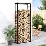 vidaXL Étagère à bois de chauffage Noir mat 80 x 28 x 222 cm Acier