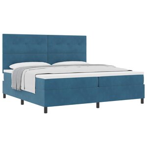 vidaXL Lit à ressorts avec tête de lit Bleu foncé 200 x 200 cm Velours