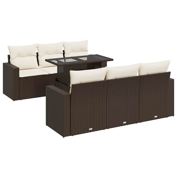 vidaXL Salon de jardin avec coussins 7 Pièces marron résine tressée