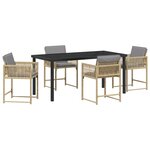 vidaXL Ensemble de Salle à Manger de Jardin 5 Pièces avec Coussins Beige Poly Rattan