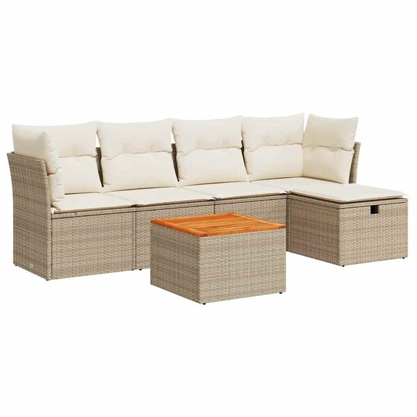 vidaXL Salon de jardin avec coussins 6 Pièces beige résine tressée