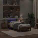 vidaXL Cadre de lit avec bandes LED Chêne artisanal Bois d'ingénierie