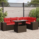 vidaXL Salon de jardin avec coussins 6Pièces marron résine tressée acacia