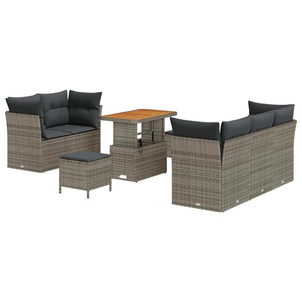 vidaXL Ensemble de canapé de jardin 8 Pièces Gris 90 x 55 x 71 cm