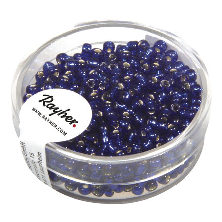 Perle rocaille garniture argentée Bleu foncé Ø2 6mm 16 g