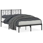vidaXL Cadre de lit métal avec tête de lit noir 120x200 cm