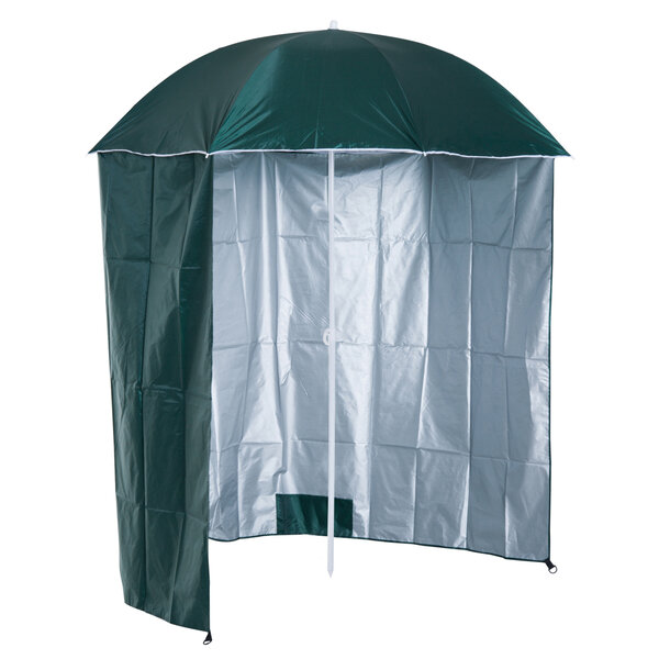 Parasol de plage Ø 2 2 x 2 2H cm protection UPF 50 + sac transport  sardines et lestage intégrés vert foncé