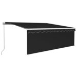 vidaXL Auvent manuel rétractable avec store et LED 4x3 m Anthracite